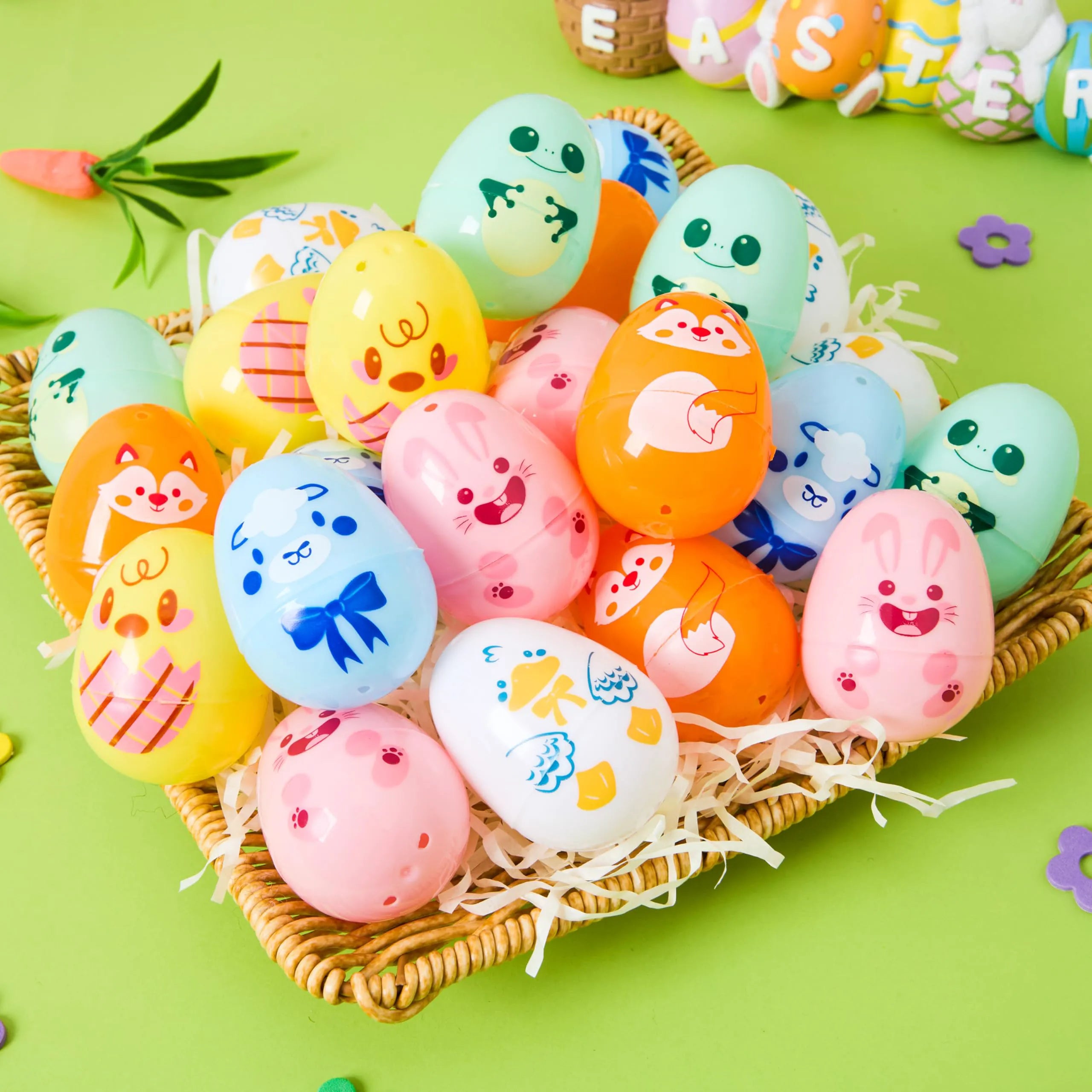 24 PCS Plastic Easter Multicolor Animal Eggs