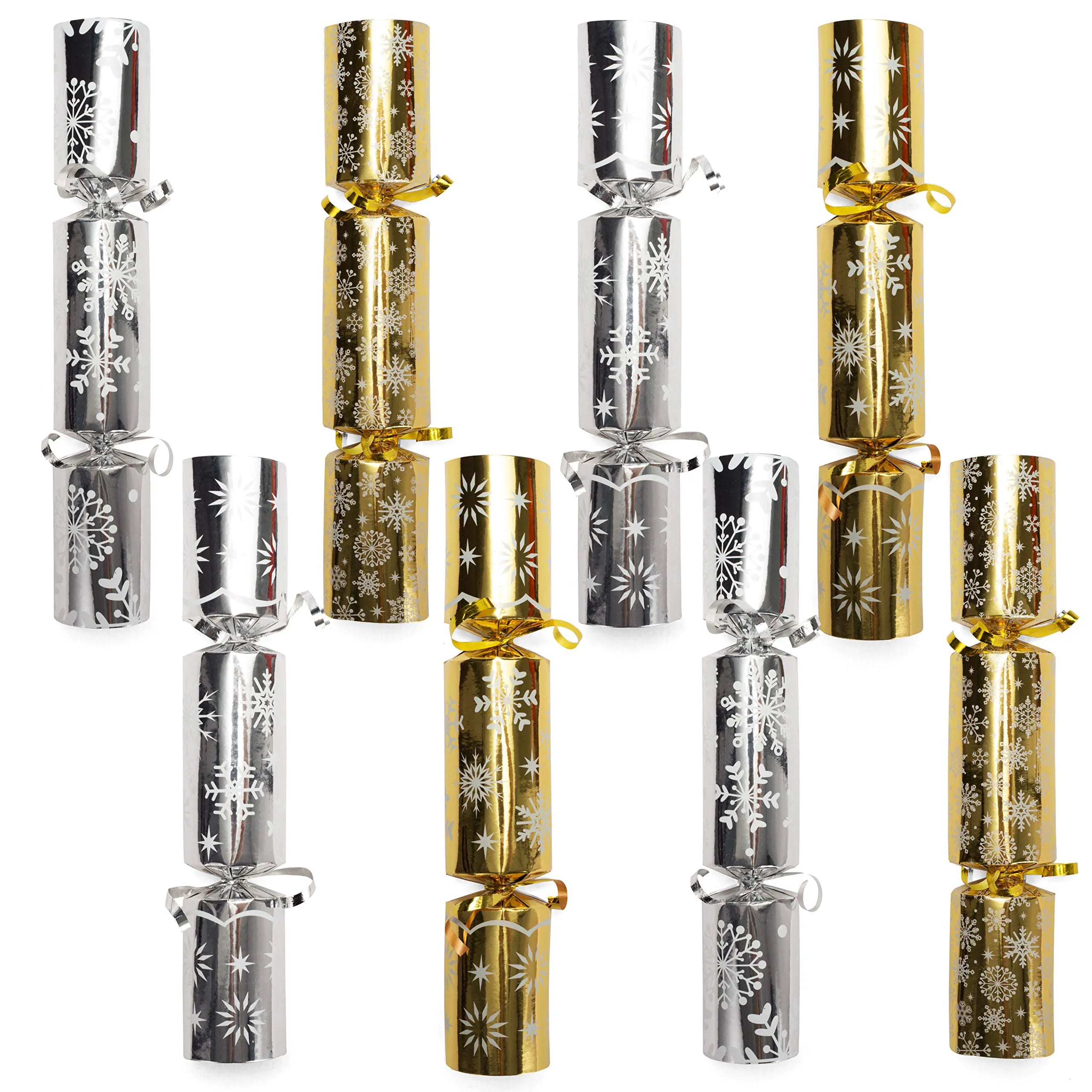 Gold & Silver Snowflake Christmas Party Favors (8 Pack, 10 Inch)