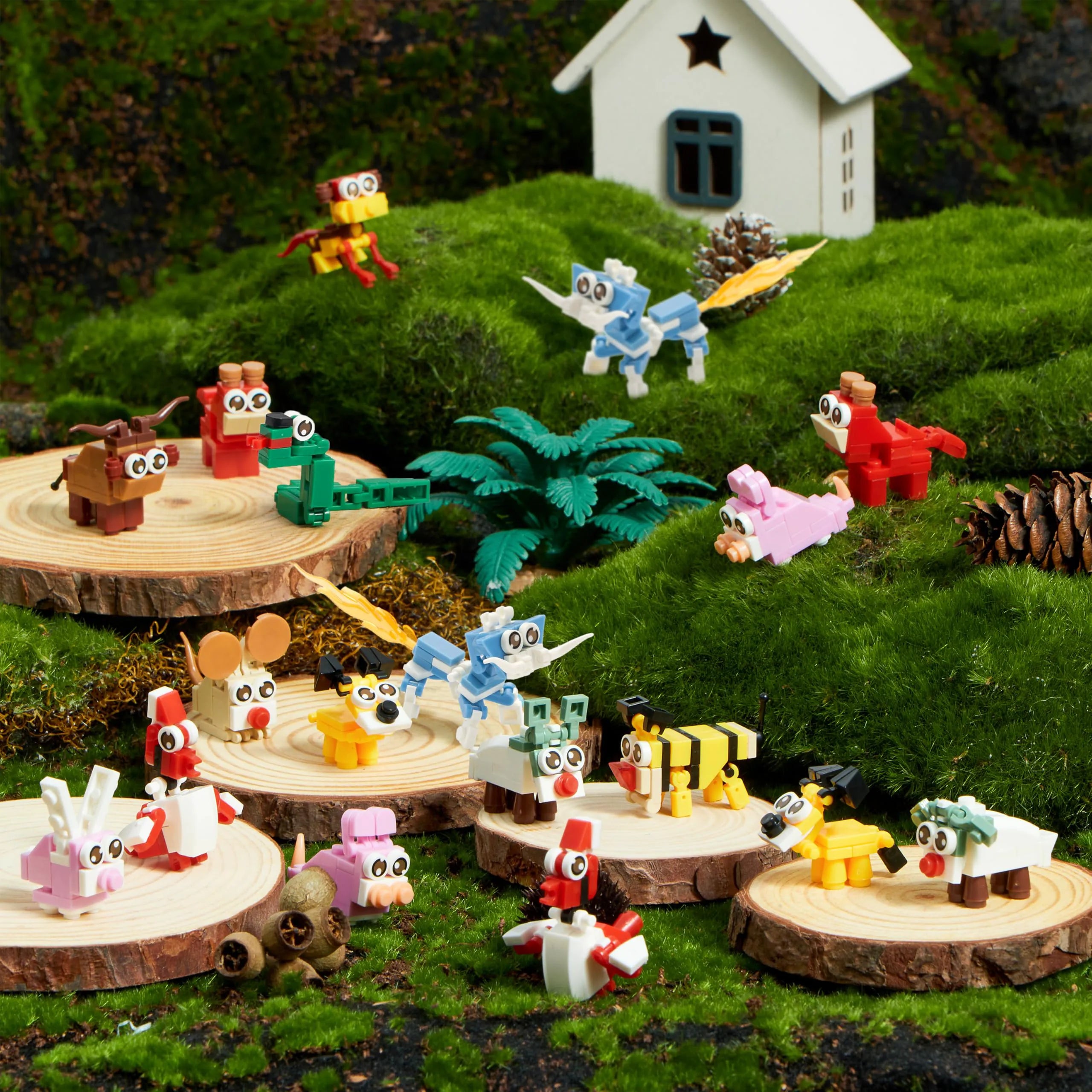 26 Building Blocks Animals with Prefilled Hearts and Kids Valentine's Cards