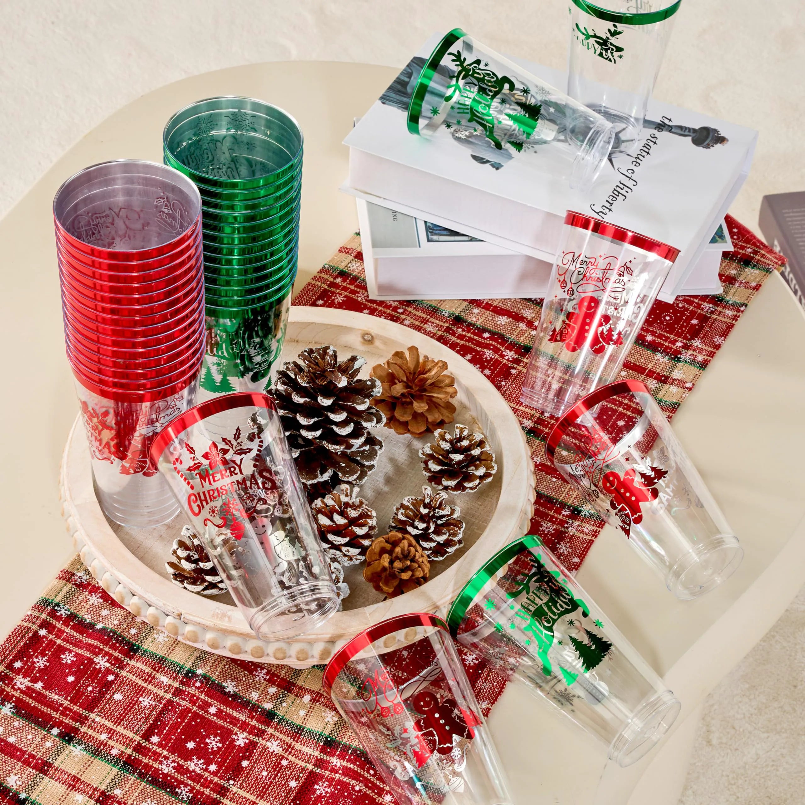 36 Pack Christmas Disposable Plastic Cups