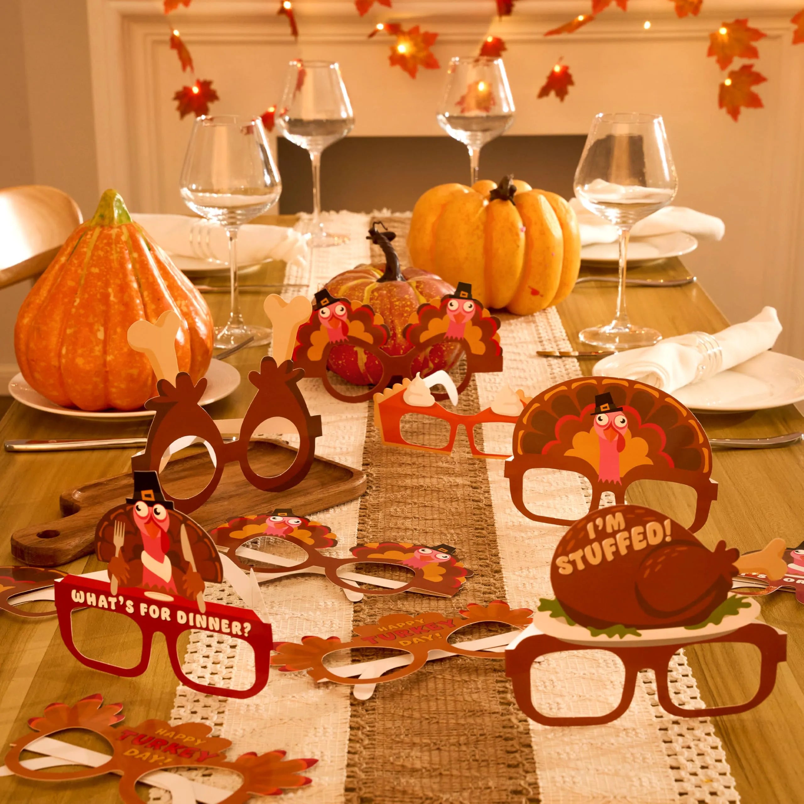 36 Pack Thanksgiving Turkey Glasses, Turkey Eyewear Photo Props for Kids
