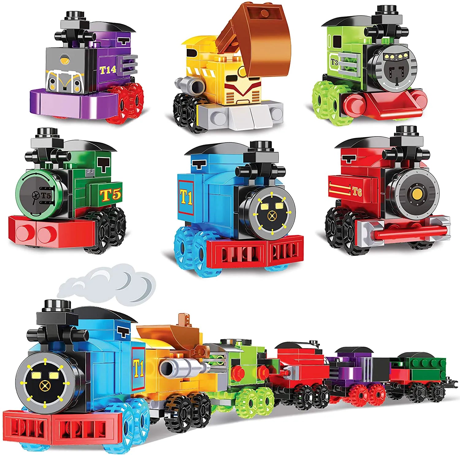 24 Prefilled Heart Building Blocks with Train & Valentine's Day Cards for Kids Classroom Exchange Gifts