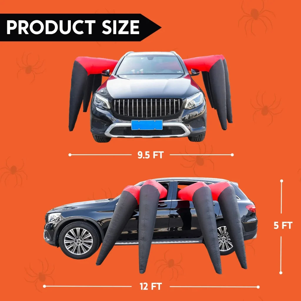 12ft Halloween Inflatable: Eight Spider Legs Trunk or Treat Decoration