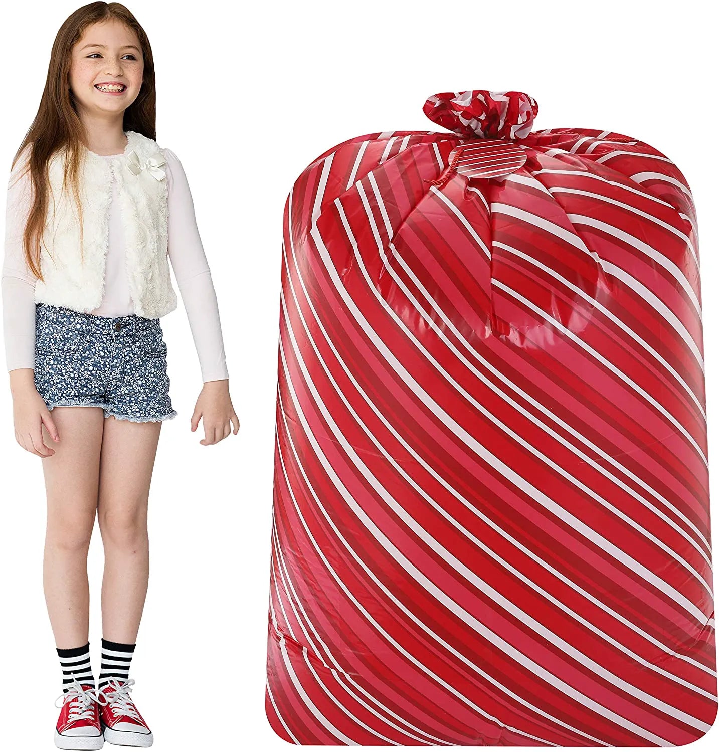 Large Red Holiday Plastic Gift Bags, 3 Pack