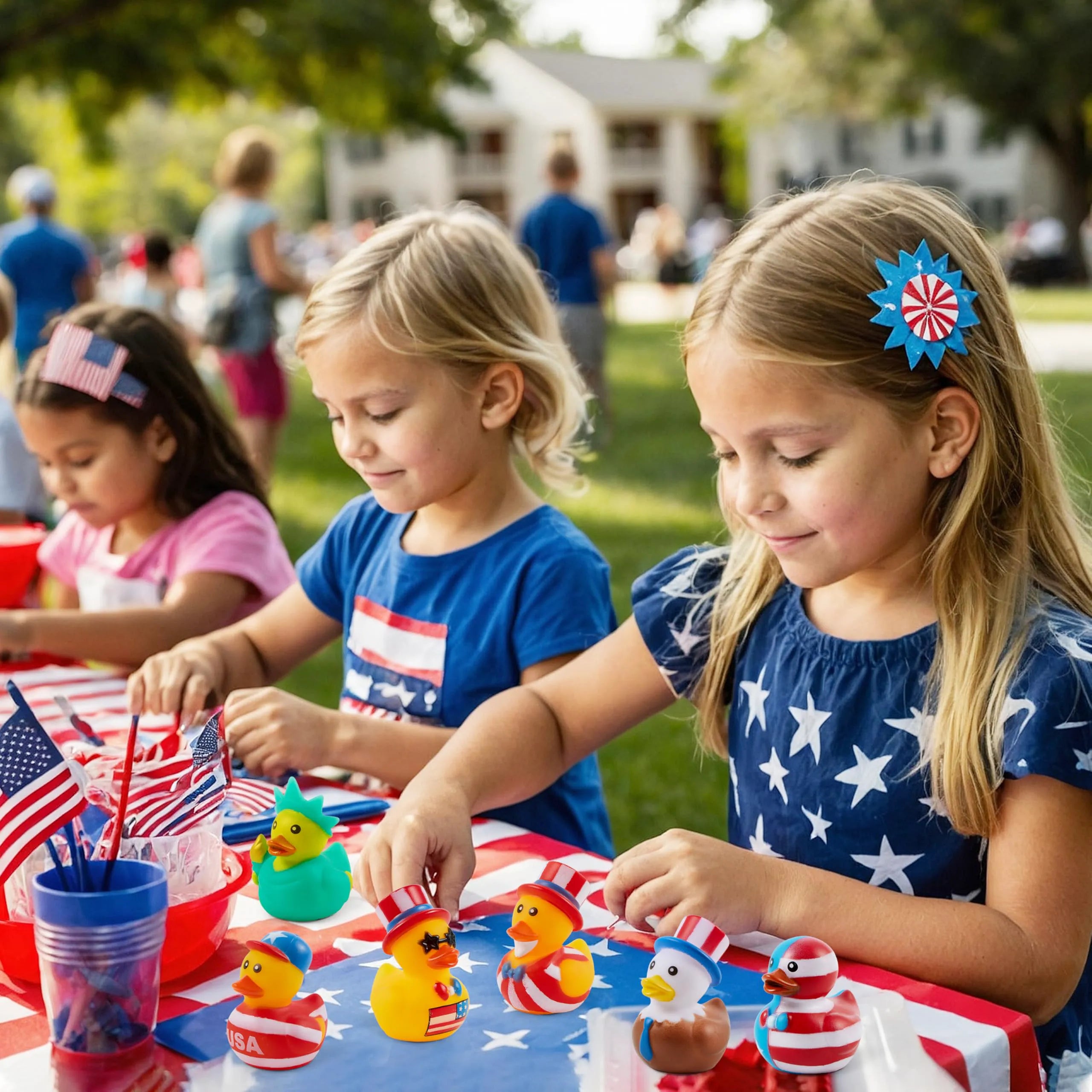 JOYIN 24-Pack Patriotic Rubber Ducks, 2.6-Inch Toys, 8 Unique Designs