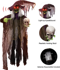 85in Animated Witch Holding a Skull