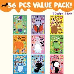 36 Pcs Halloween Make-a-Face Stickers for Kids