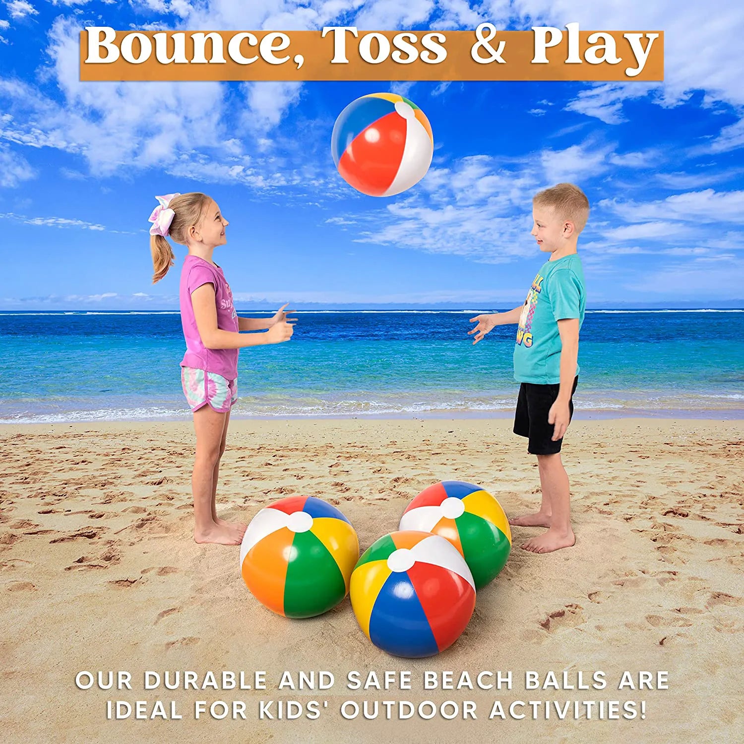 4 Pack Inflatable Beach Balls (20 inch)
