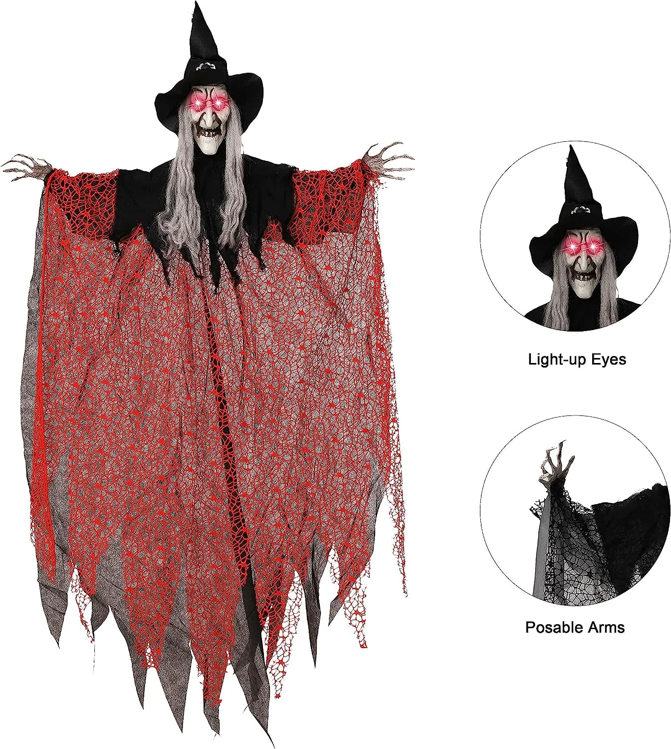 51-Inch Light-Up Hanging Witch Decorations (2-Pack)