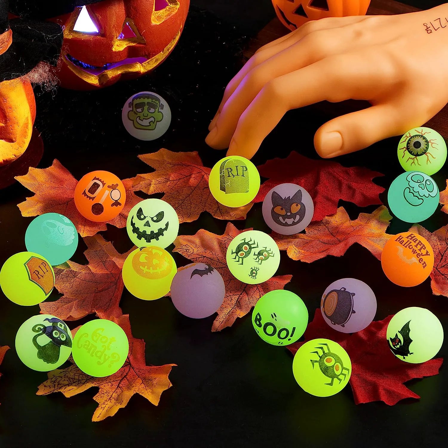 100 Glow-in-the-Dark Halloween Bouncing Balls