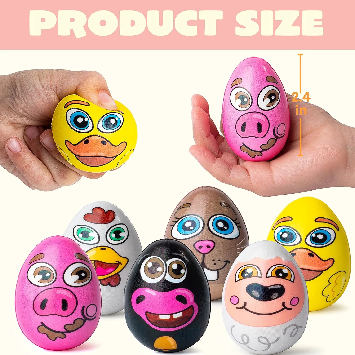 JOYIN 12 Pack Easter Eggs Squishy Toys Animal Theme Slow Rising Stress Relief Egg Balls