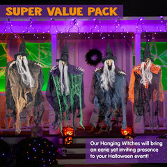 19.6in Halloween Hanging Evil Witch, 4 Pack