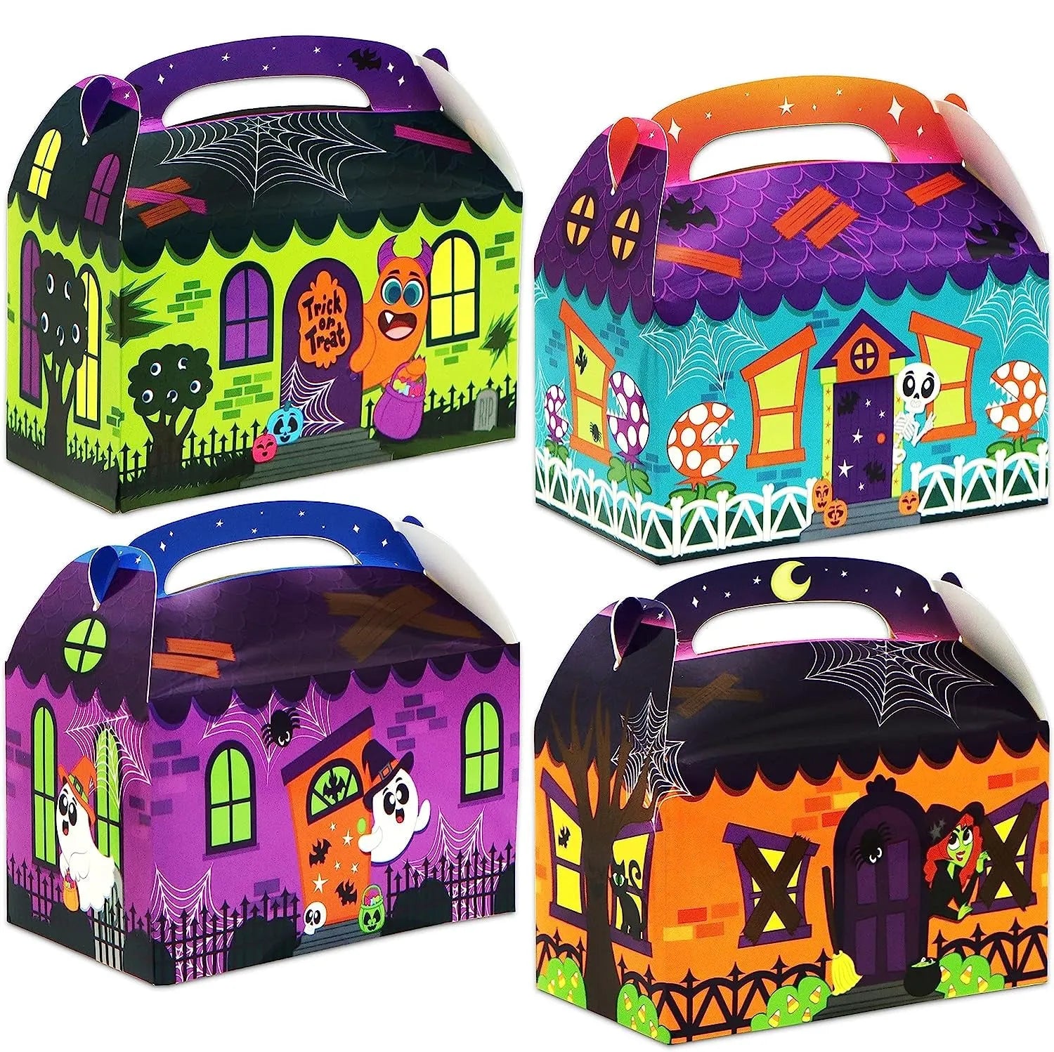 32-Pack 3D Halloween House Cardboard Treat Boxes