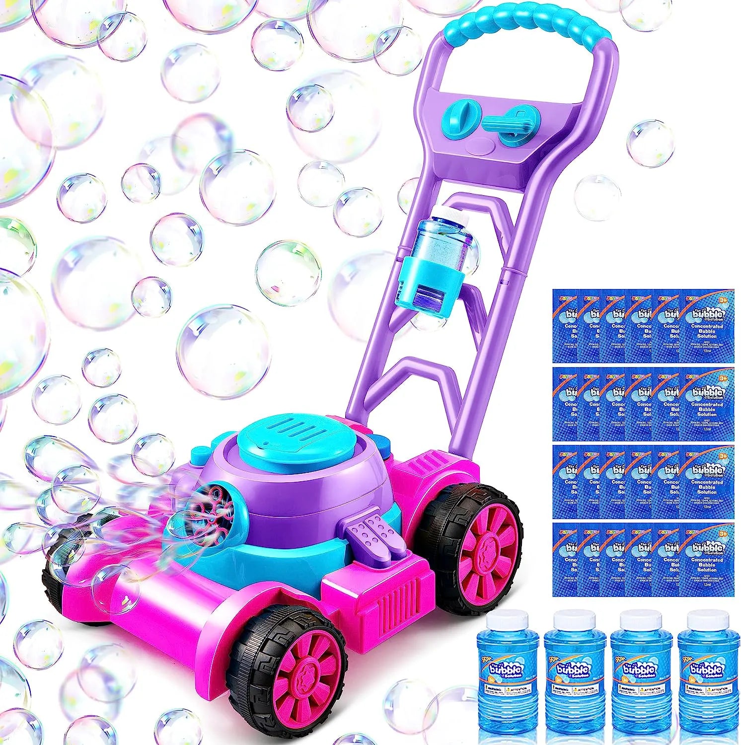 Sloosh Bubble Lawn Mower Toddler Toy, Pink