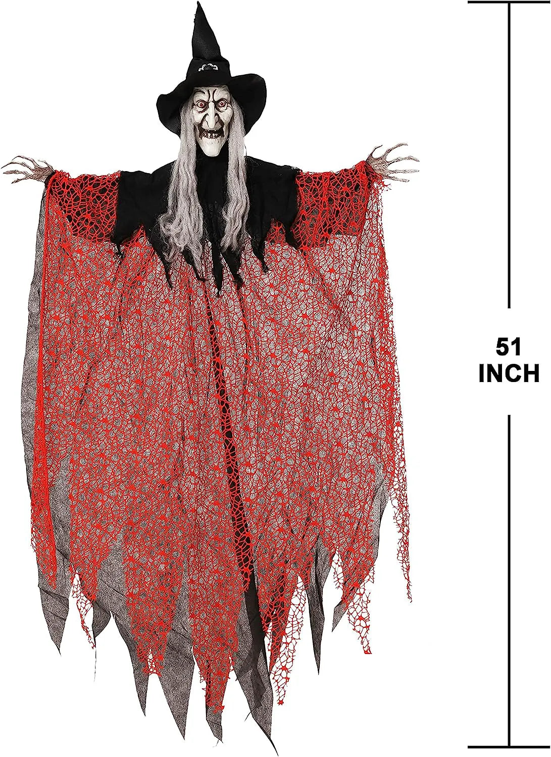 51-Inch Light-Up Hanging Witch Decorations (2-Pack)