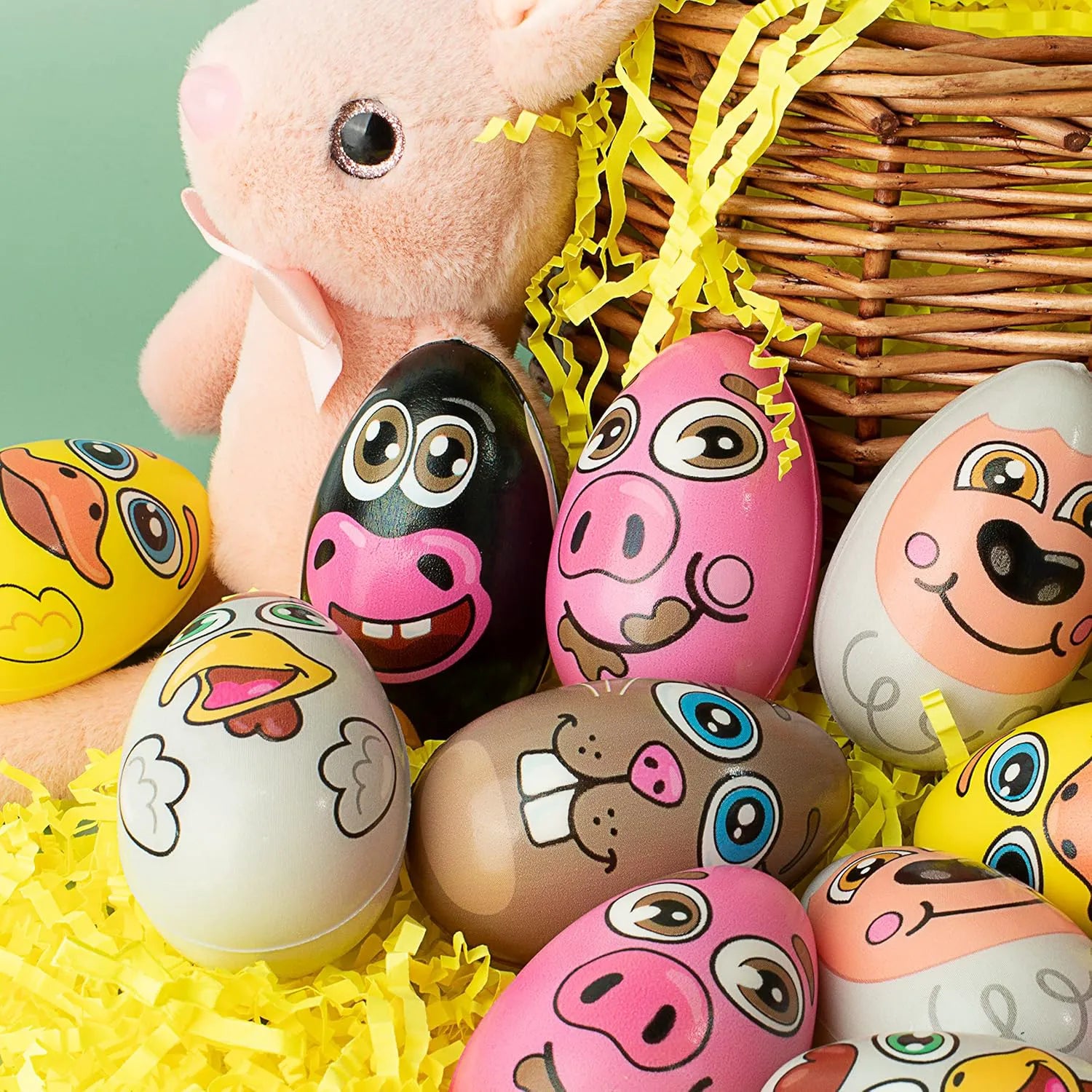 JOYIN 12 Pack Easter Eggs Squishy Toys Animal Theme Slow Rising Stress Relief Egg Balls