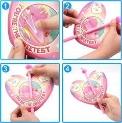 28Pcs Kids Valentine's Cards with Animal Pens - Classroom Exchange Gifts
