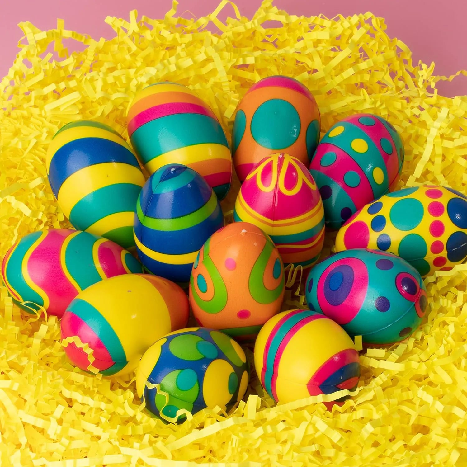 JOYIN 24 Pack Colorful Squishy Easter Eggs - Stress Relief Fidget Toys for Kids, Easter Party Supplies