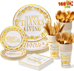 168-Piece Thanksgiving Paper Plates Set