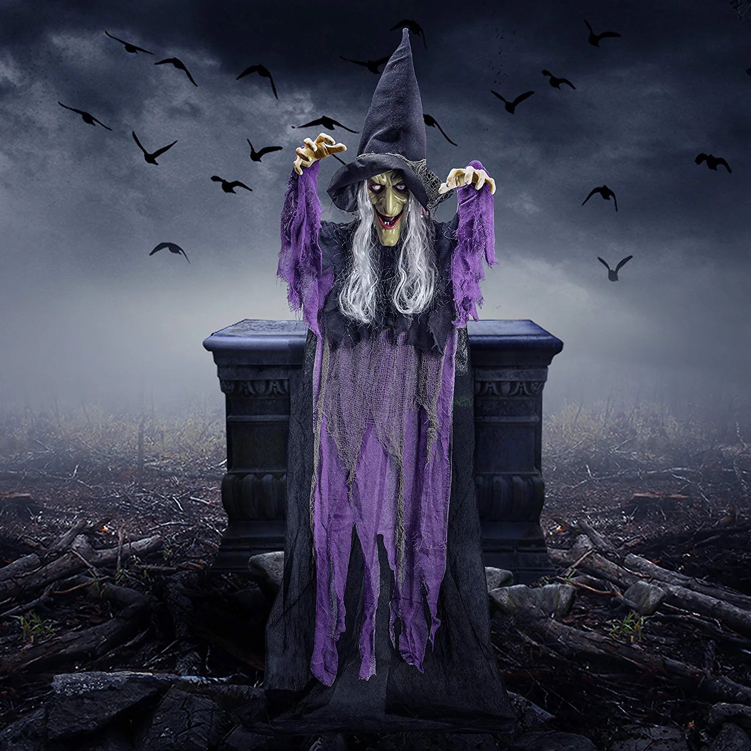 72in Hanging Talking Witch With Light-up Eyes