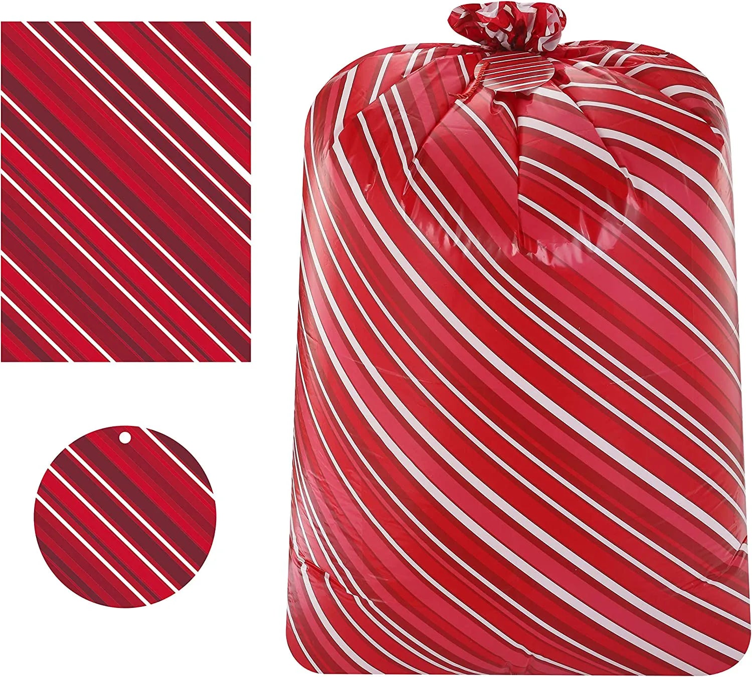 Large Red Holiday Plastic Gift Bags, 3 Pack