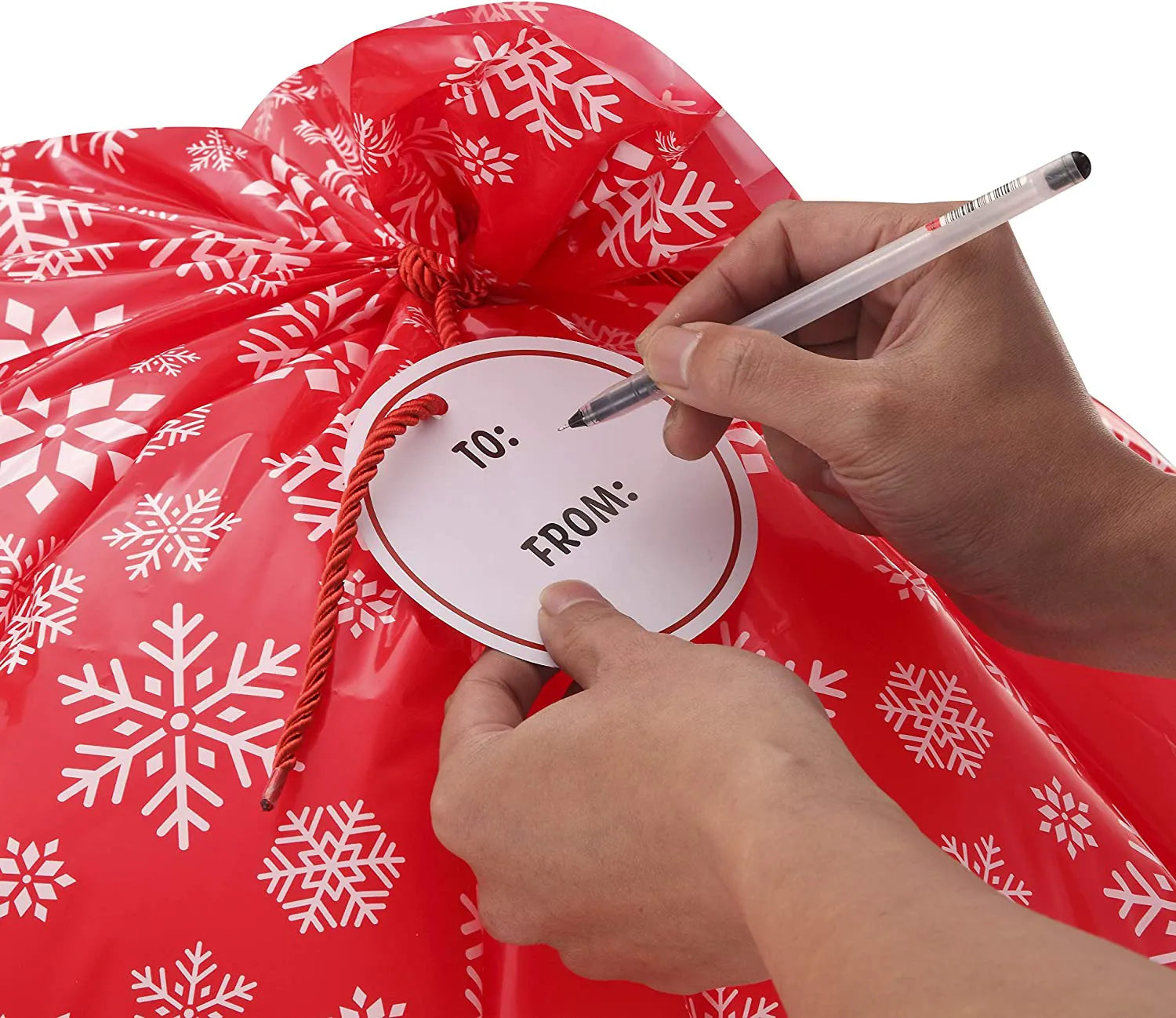 Large Red Holiday Plastic Gift Bags, 3 Pack