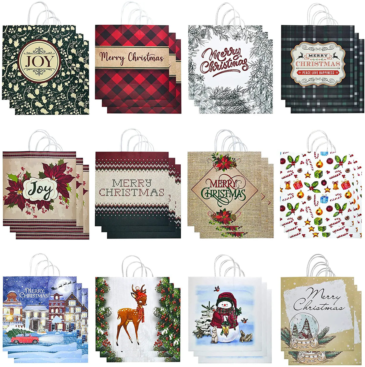 Christmas Shopping Bags, 36 Pack