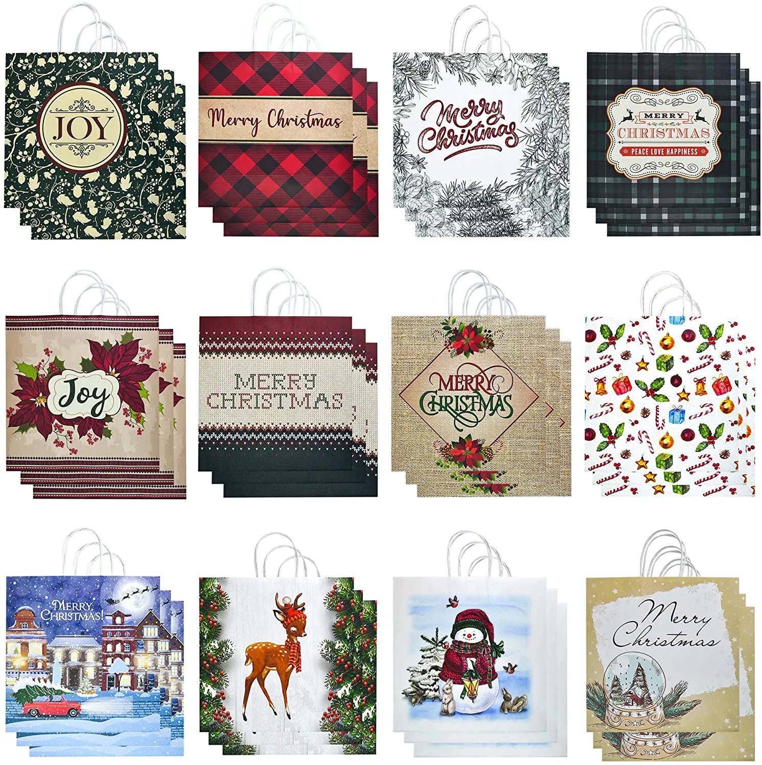Christmas Shopping Bags, 36 Pack