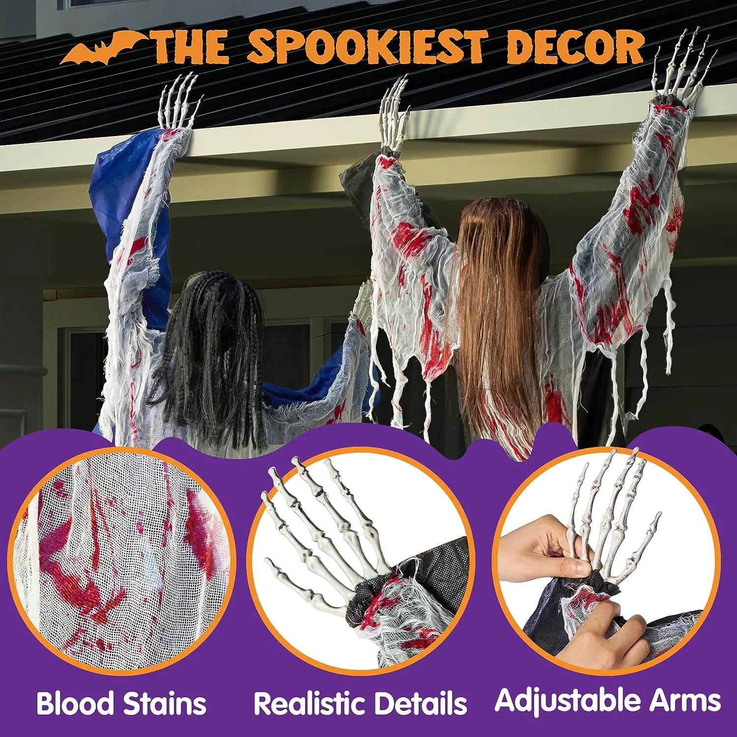 Joyin 2 Pcs 47in Halloween Climbing Zombies Wall Decoration