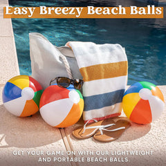 12 Pack Inflatable Beach Balls, 16 Inch