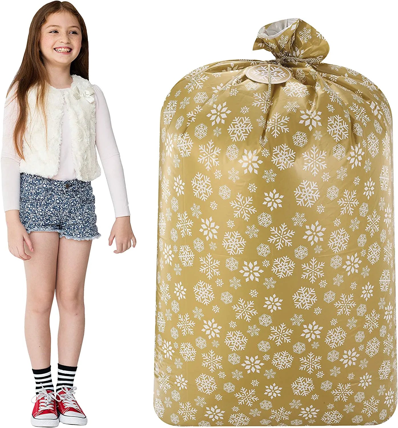 Holiday Golden Plastic Gift Bags