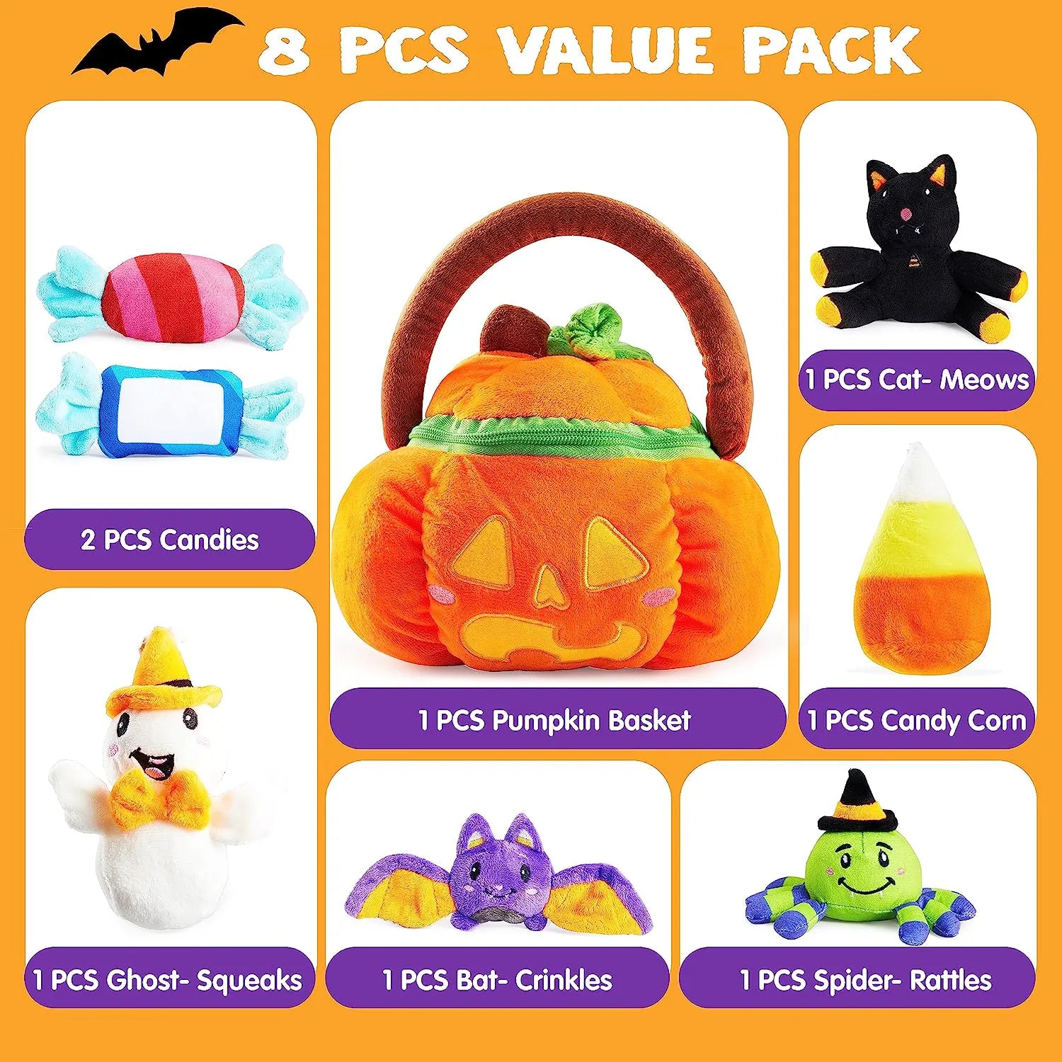 Satiated Plush Pumpkin Baby Basket