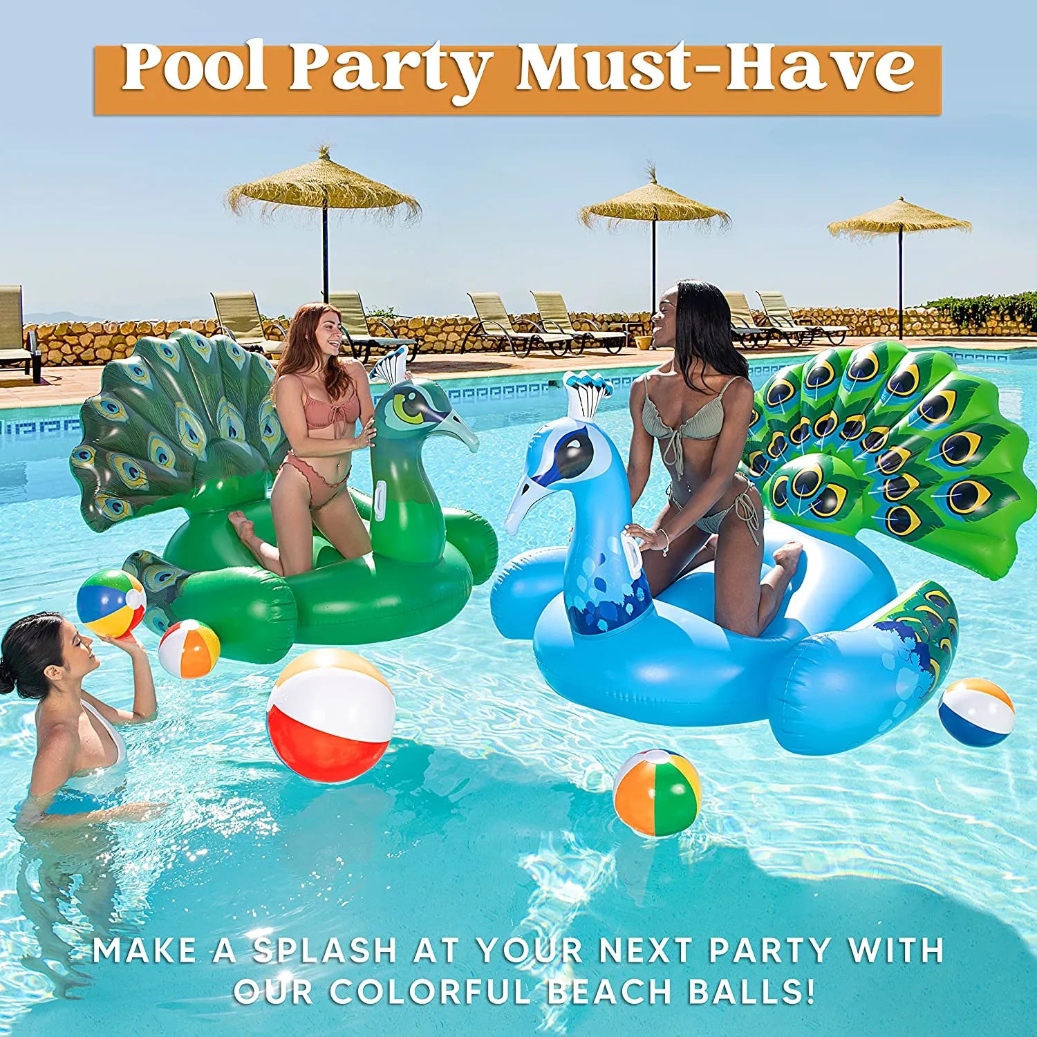 4 Pack Inflatable Beach Balls (20 inch)