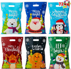 72 Pack Christmas Plastic Goodie Bags with Handles