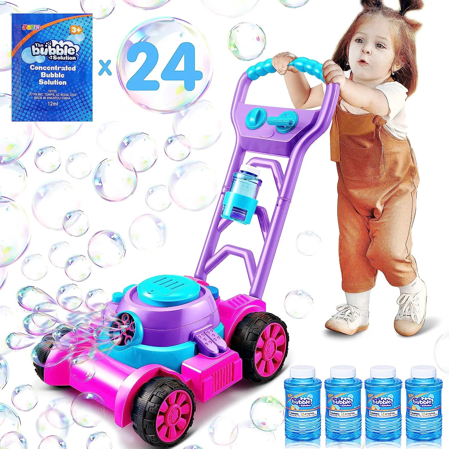Sloosh Bubble Lawn Mower Toddler Toy, Pink
