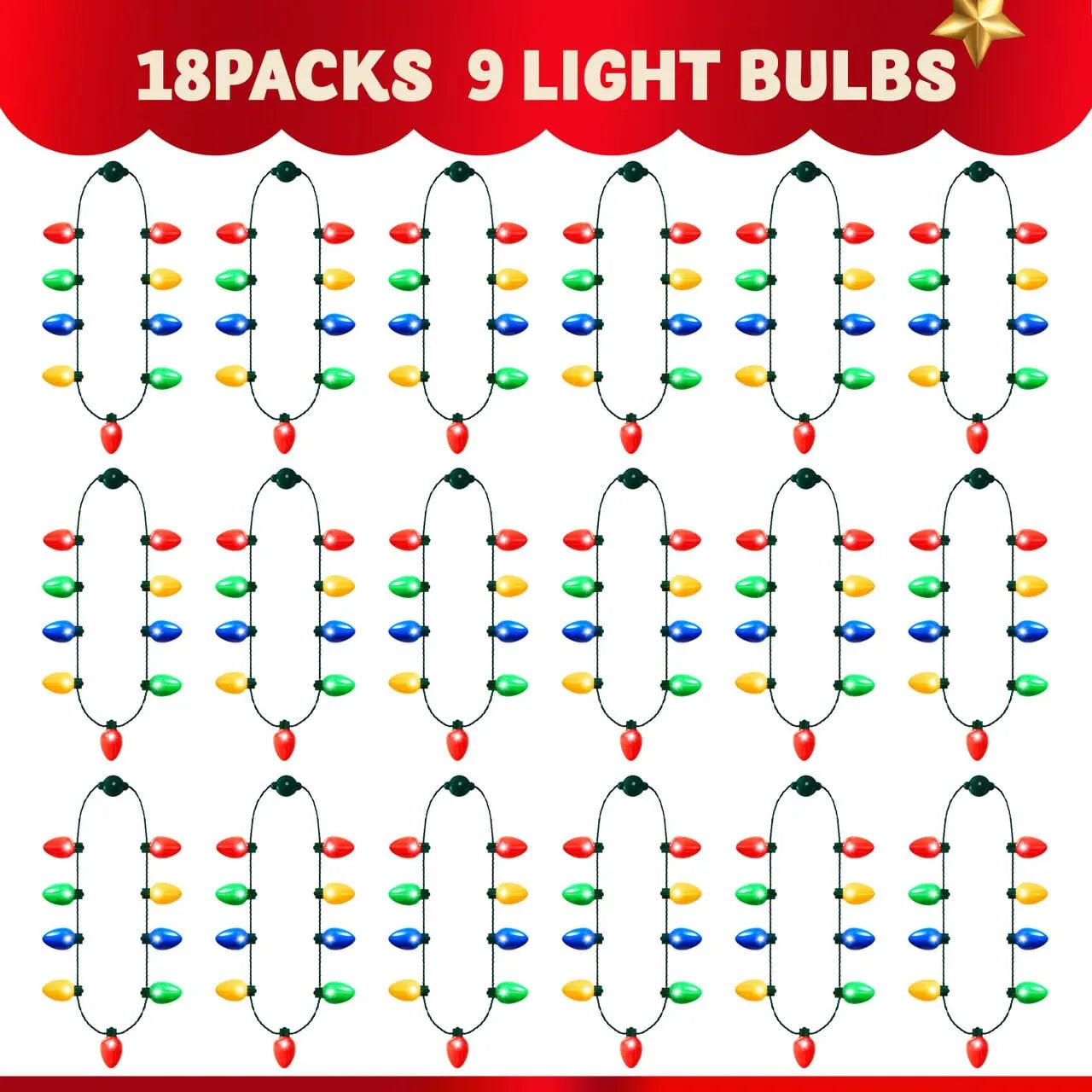 9 Bulbs Holiday Necklace Costume Accessories