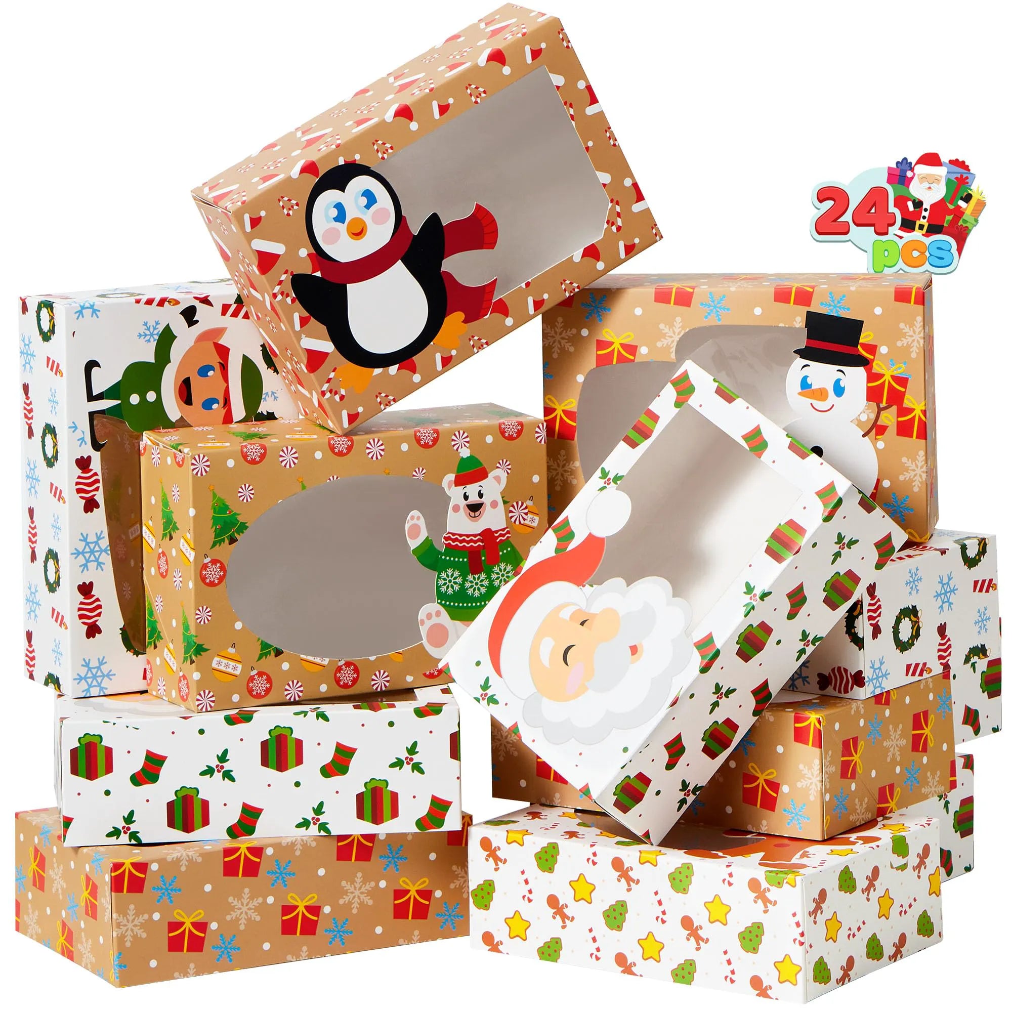 24-Pack Christmas Cookie Boxes with Window