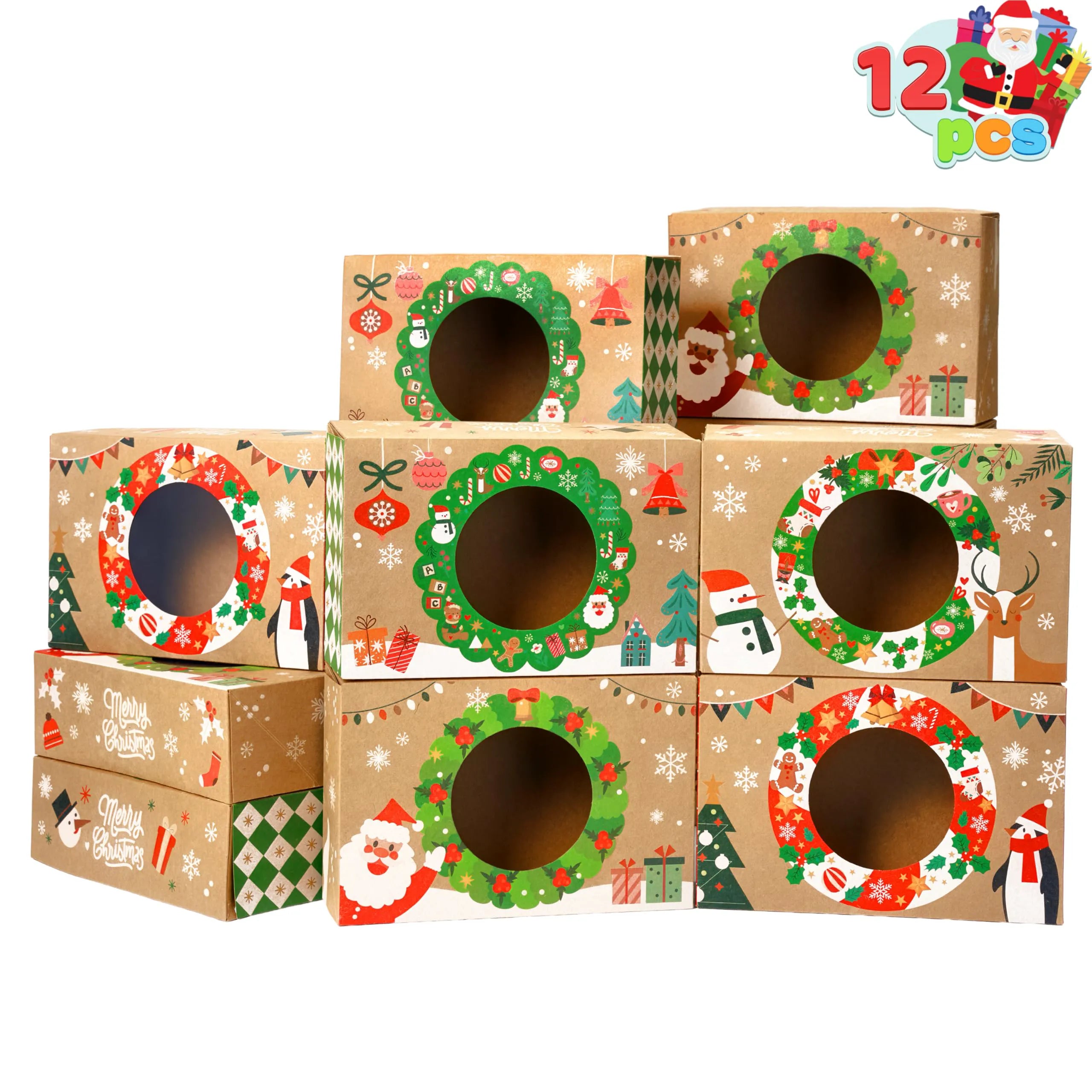 12-Pack Christmas Cookie Boxes for Gift Giving