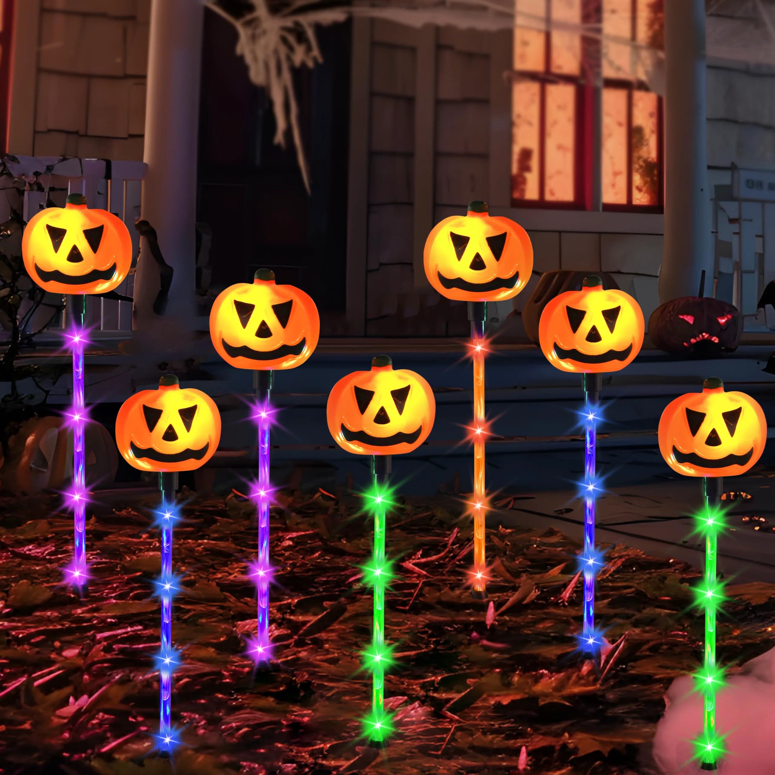 10Pcs Halloween Solar Pumpkin Pathway Lights Decorations