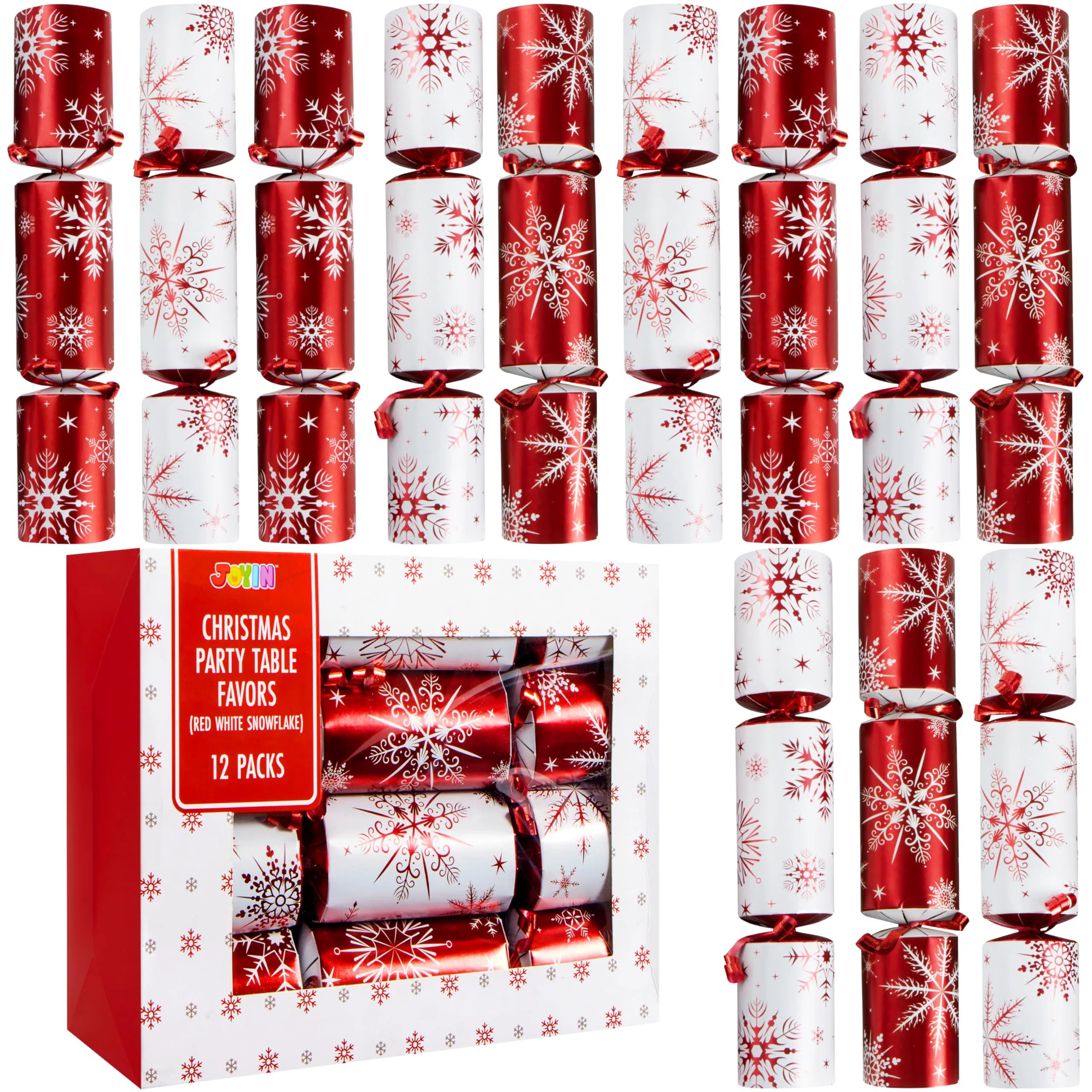12 Pack Red White Snowflake Christmas Party Table Favors