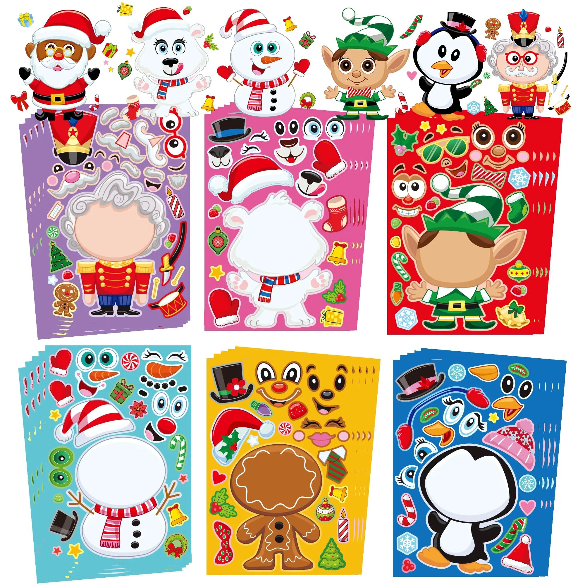 24 Pcs Christmas Make-a-Face Stickers