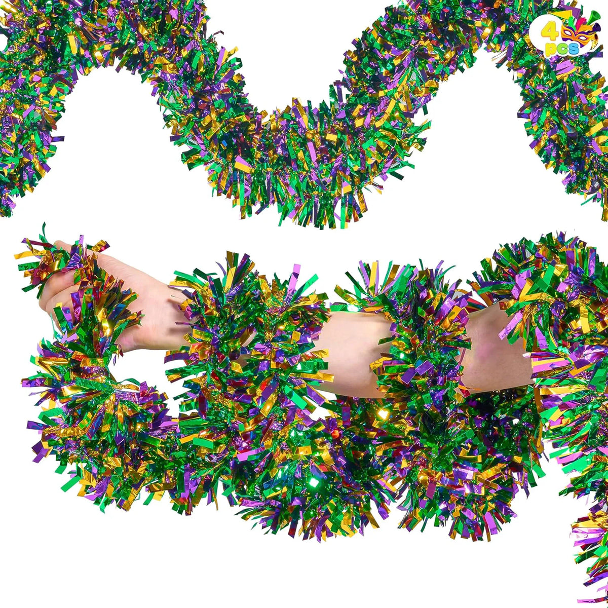 4-Piece Mardi Gras Tinsel Garland Set
