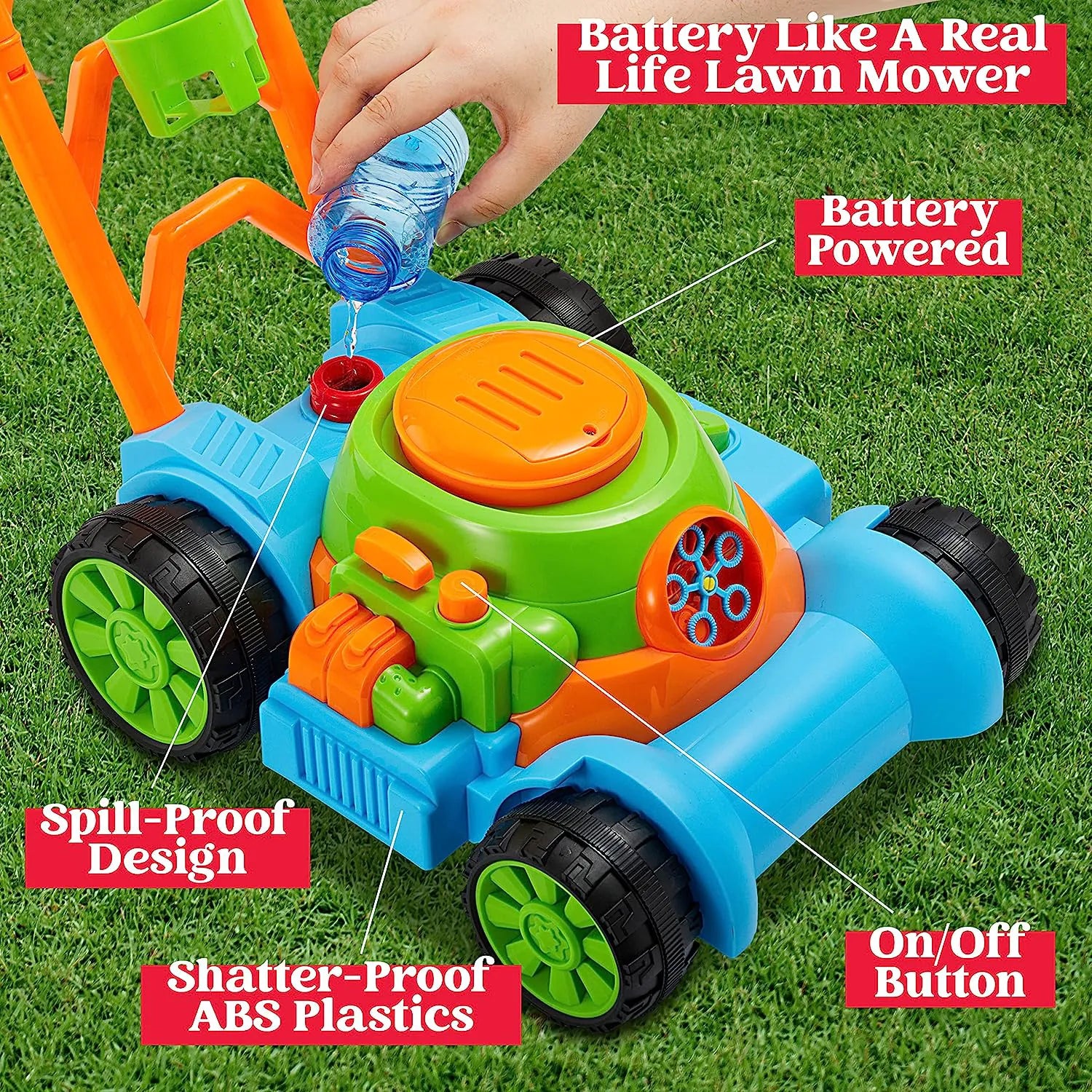 Sloosh Bubble Lawn Mower Toddler Toys, Blue