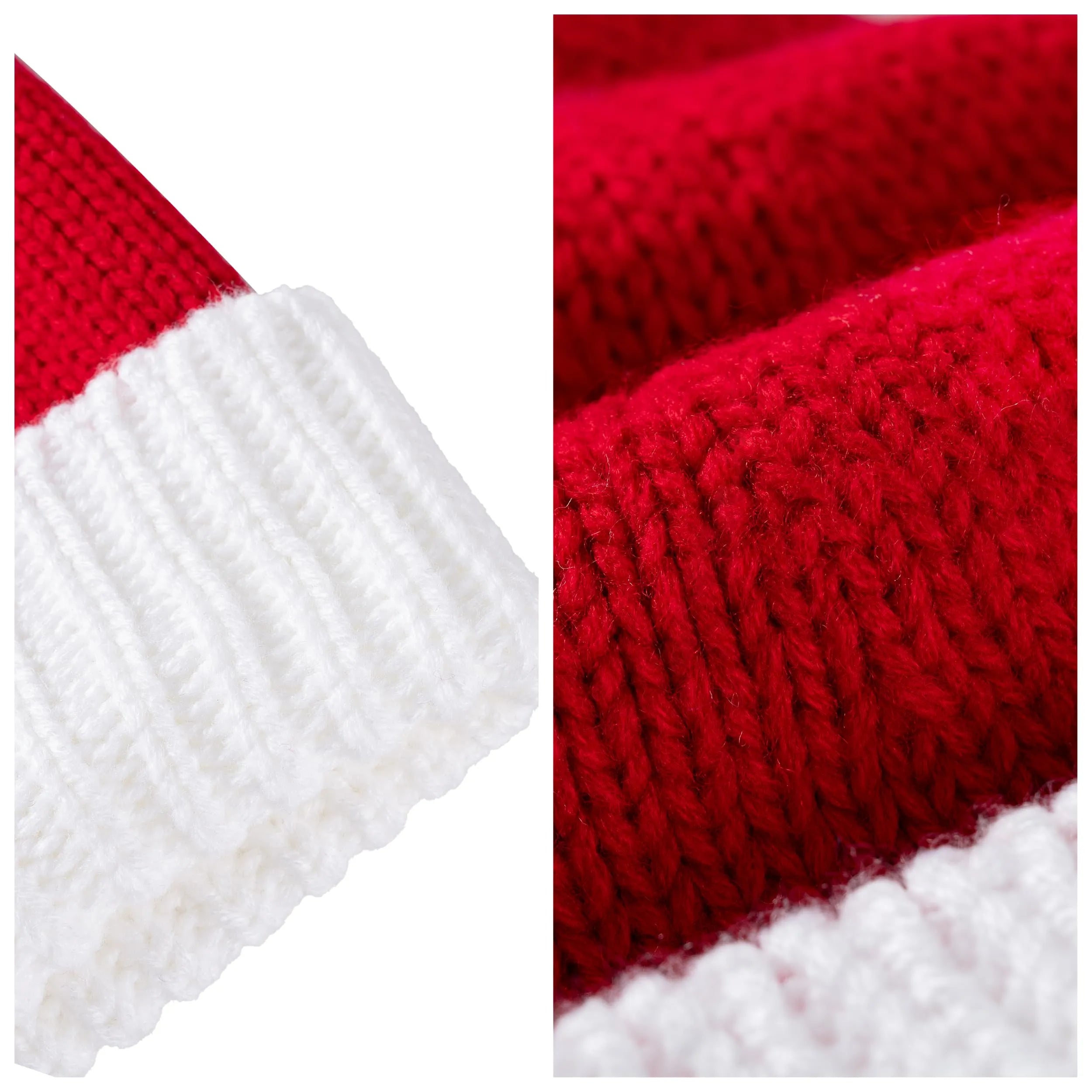 Adult Knit Santa Hat with Pom Poms