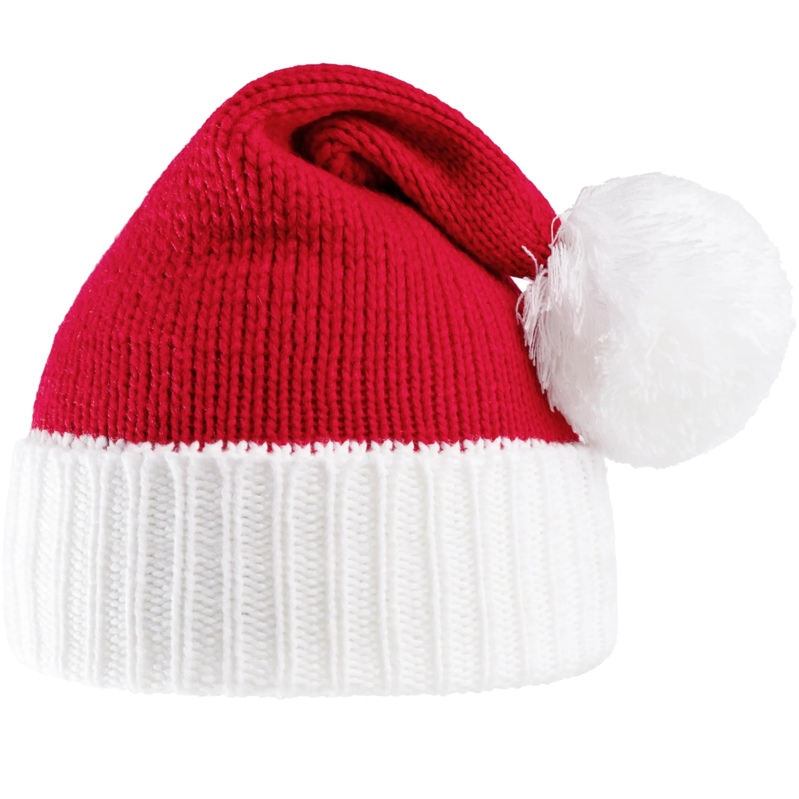 Adult Knit Santa Hat with Pom Poms