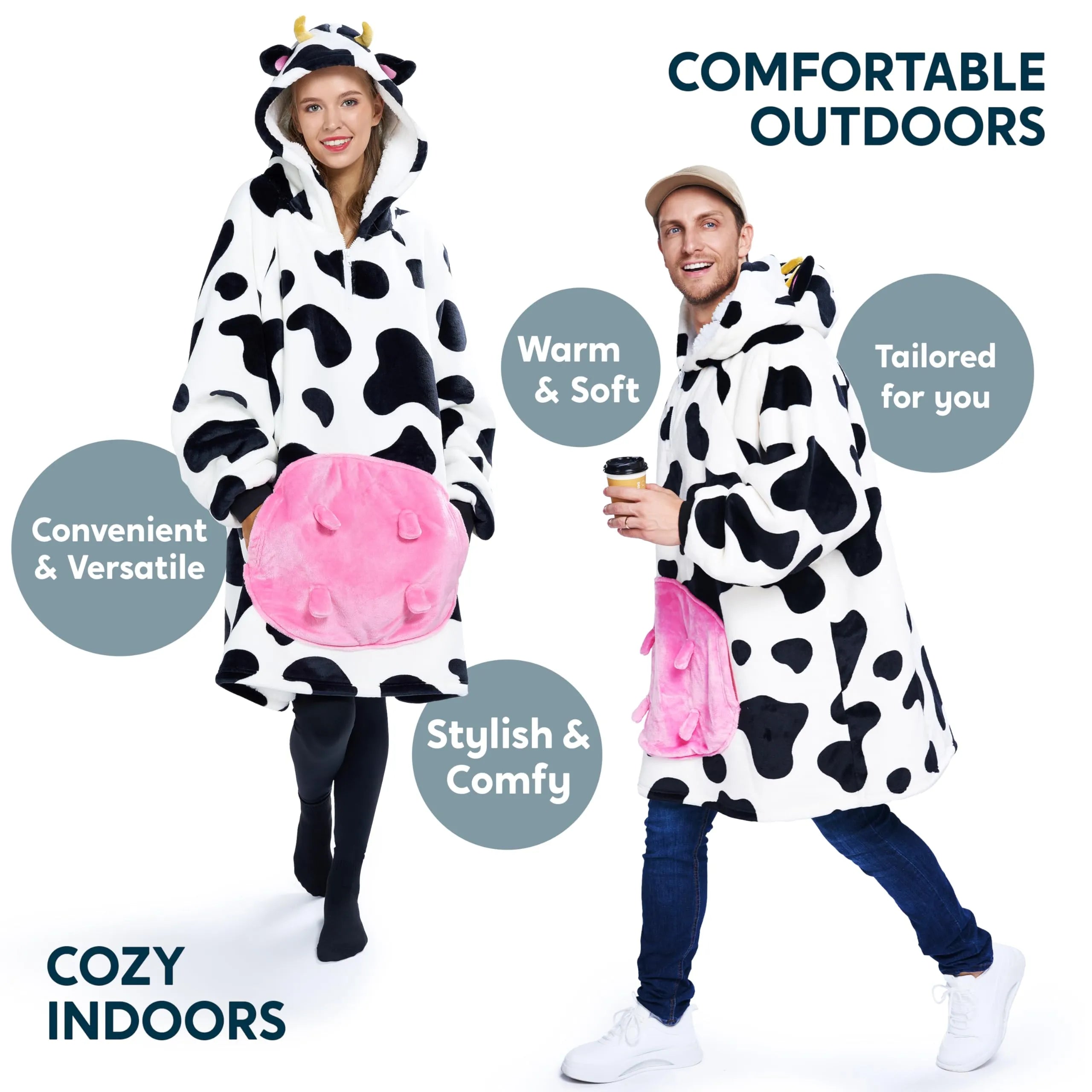 Sherpa Hooded Blanket for Adults, Wearable Pullover for Women and Men