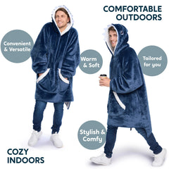 Cozy Adults Wearable Blanket Hoodie - Fleece Sherpa Pullover