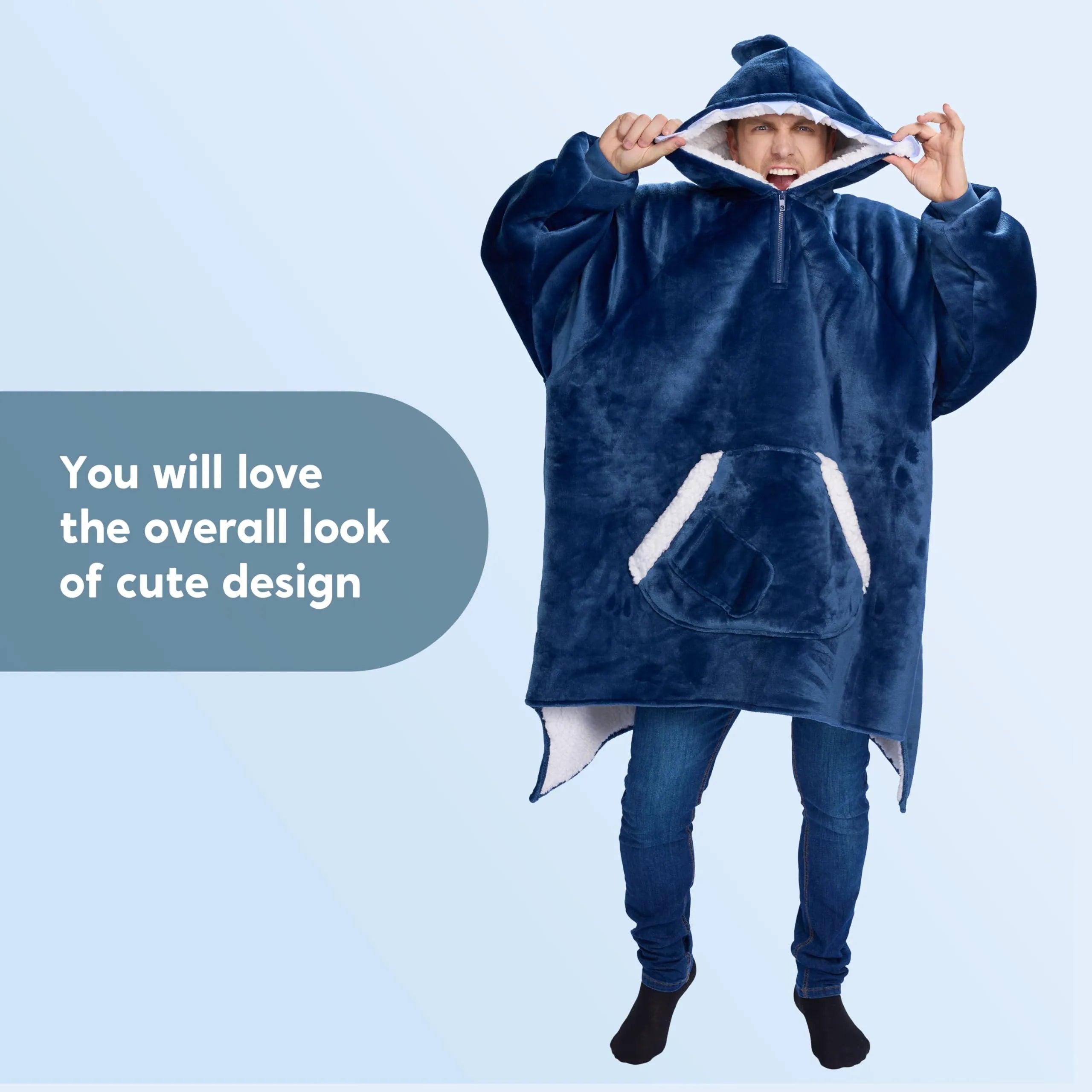 Cozy Adults Wearable Blanket Hoodie - Fleece Sherpa Pullover