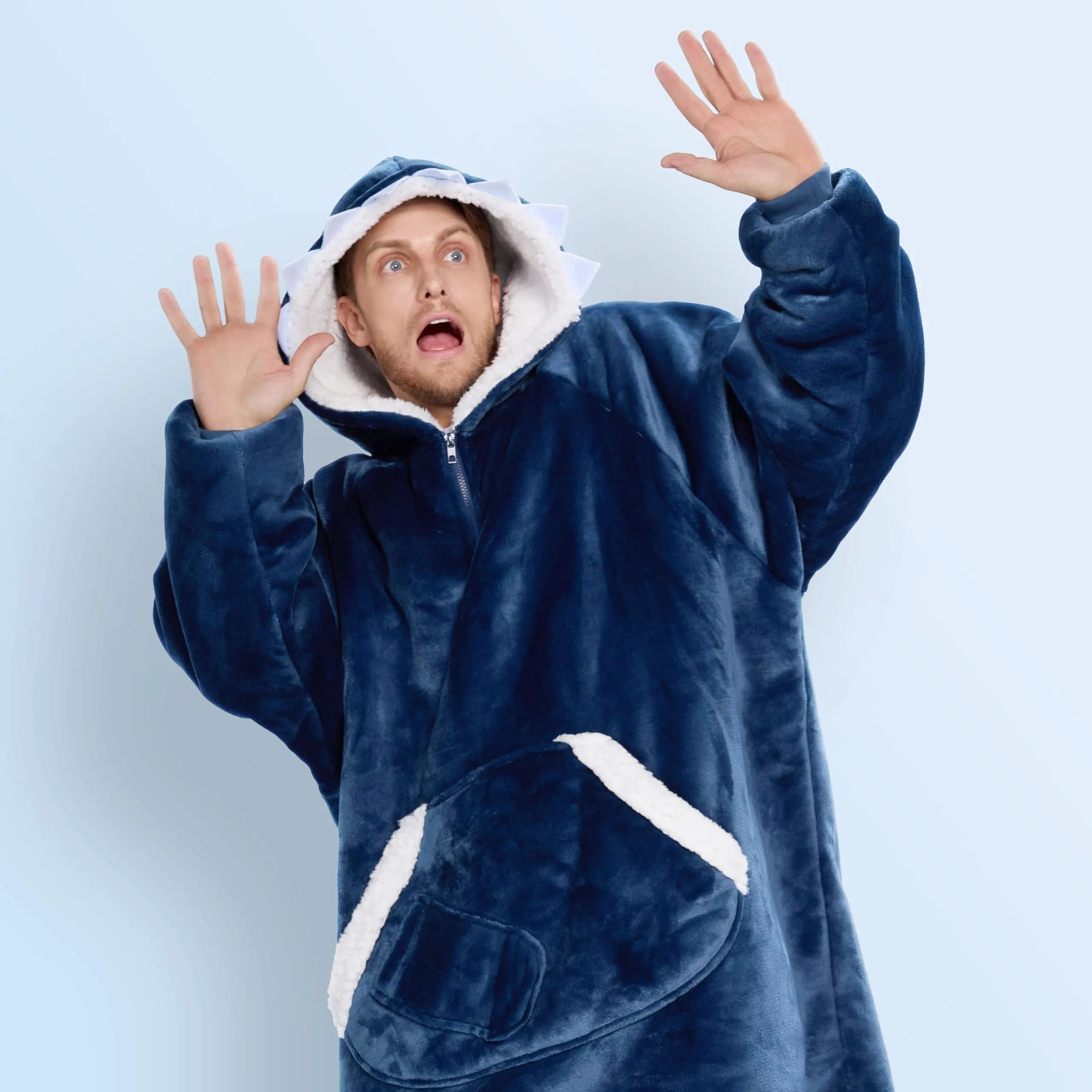Cozy Adults Wearable Blanket Hoodie - Fleece Sherpa Pullover
