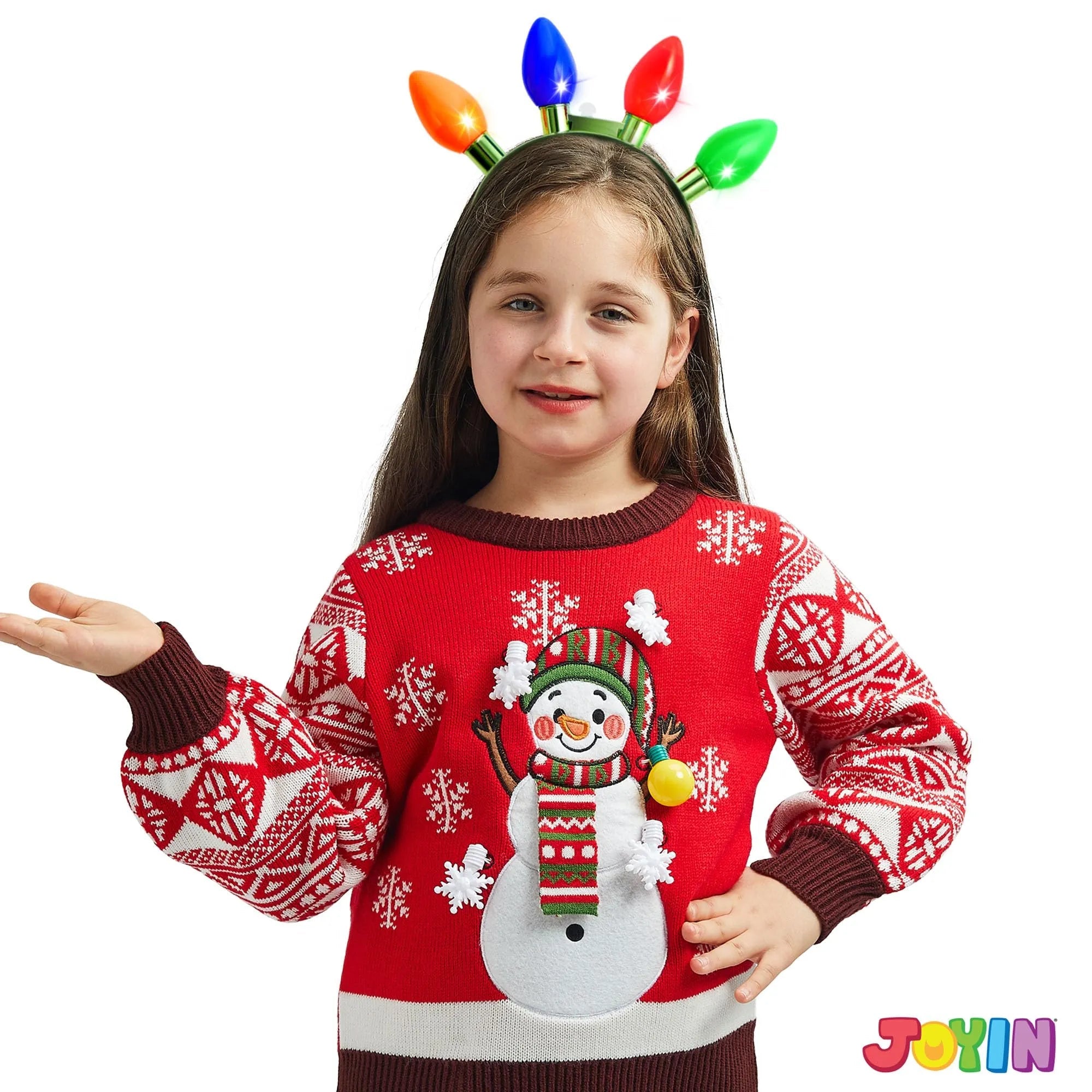 Christmas LED Light Up Bulb Headband - 1 Pack with 4 Colorful Bulbs & 6 Flashing Modes